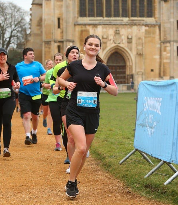 Shout Fundraiser Ottilie running the Cambridge Half Marathon